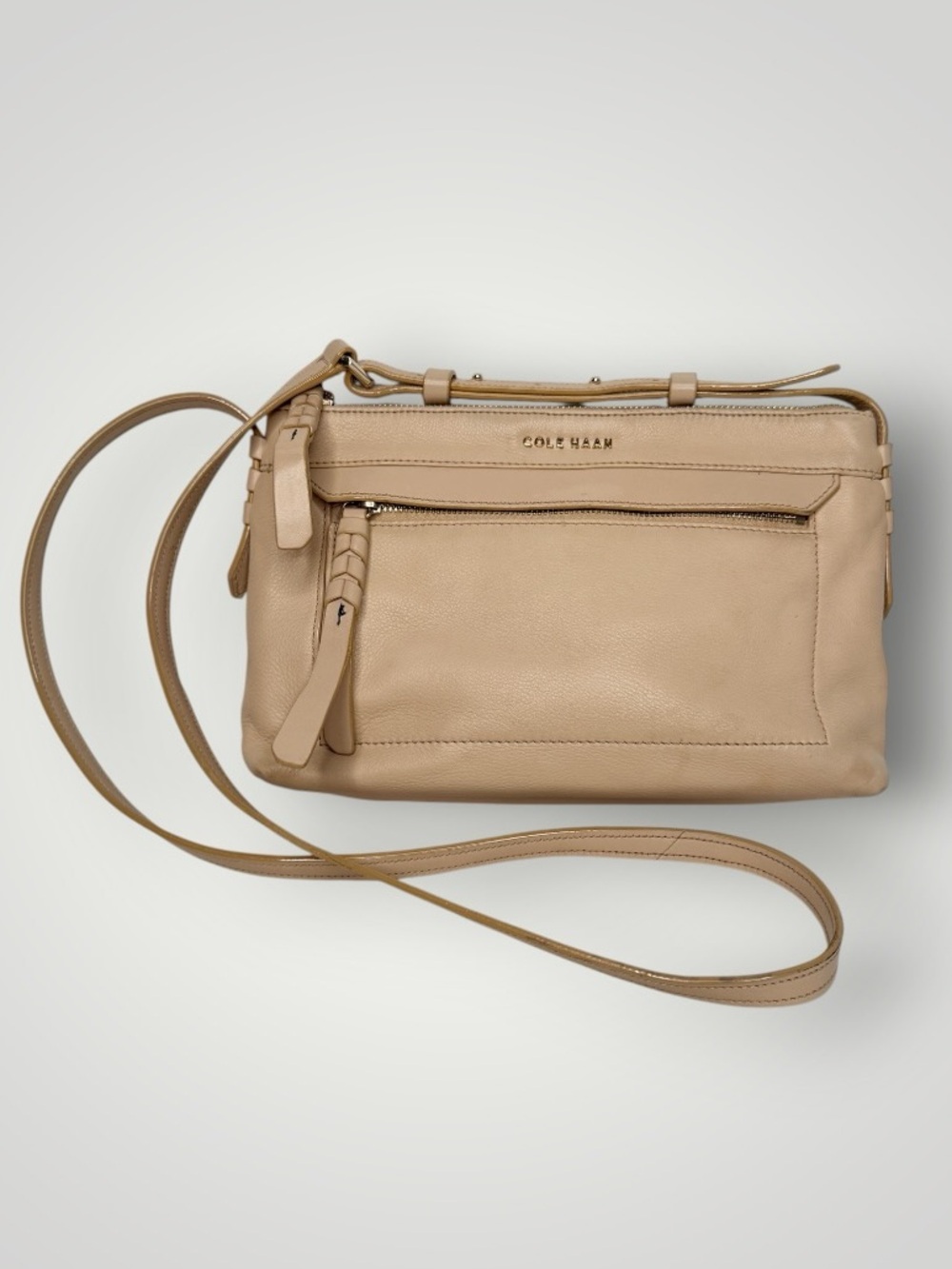 Cole Haan Beige Leather Crossbody Handbag